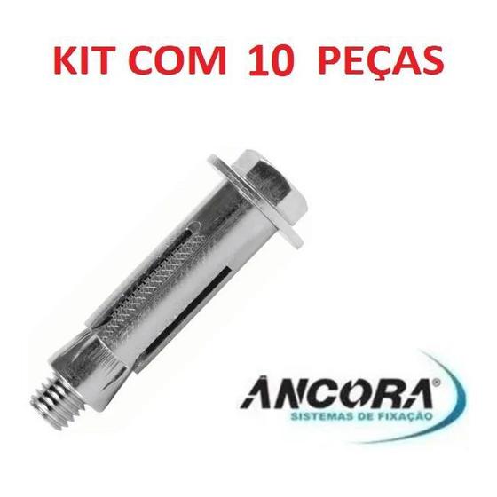Imagem de Kit Chumbador CBA 1/2 x 3 com Parafuso Ancora 10 Peças