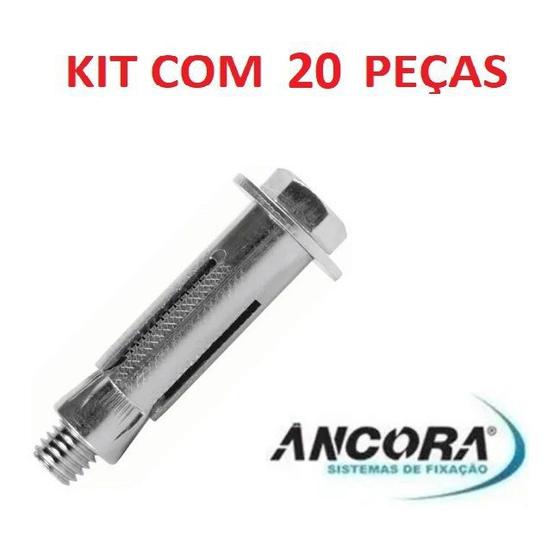 Imagem de Kit Chumbador CBA 1/2 x 3 com Parafuso Ancora 20 Peças