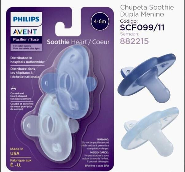 Imagem de Kit Chupeta Avent Soothie 4-6m Azul c/2 und