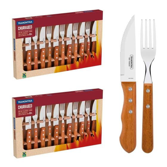 Kit Churrasco 24 Peças Jumbo Tramontina Garfo Faca Menor preço em Kit Churrasco 24 Peças Jumbo Tramontina Garfo Faca
