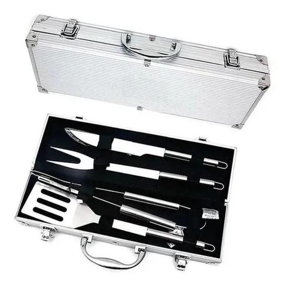 Imagem de Kit Churrasco Com 4 Peças E Maleta Em Aço Inox - Unygift