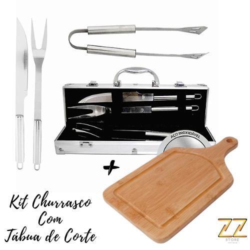 Imagem de Kit Churrasco Com Tábua de Corte 3 Peças