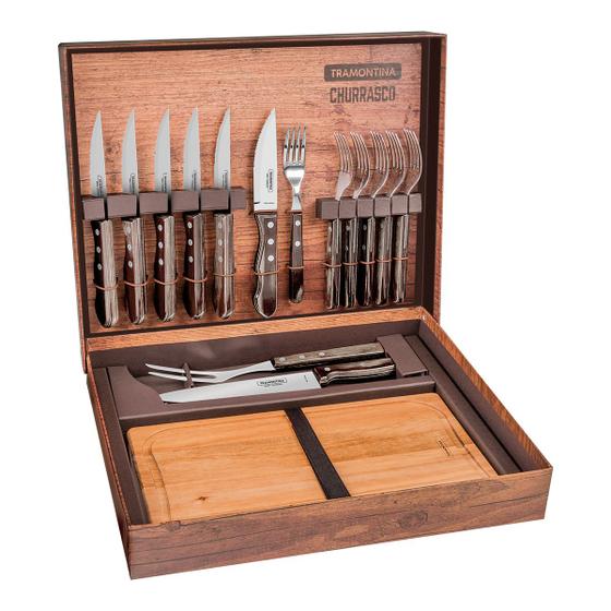 Imagem de Kit Churrasco Inox 15 Peças Castanho Tramontina 21198/970