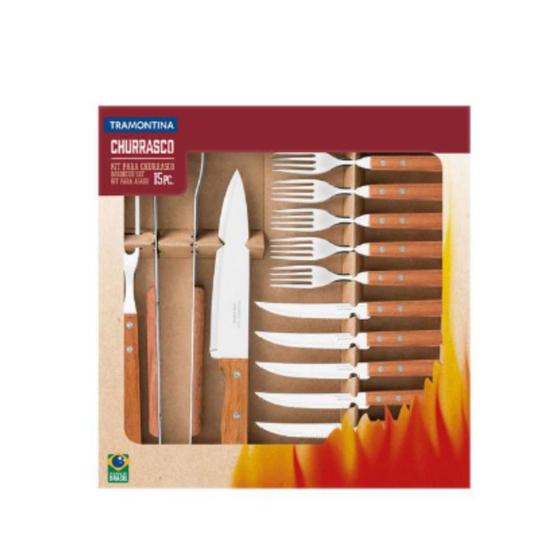 Imagem de Kit churrasco inox 15pc 22399/028 tramontina