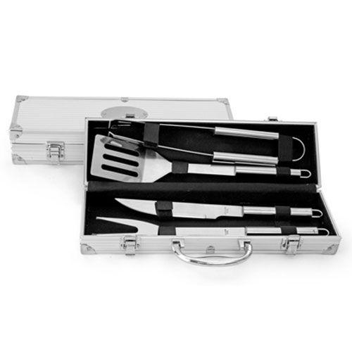 Imagem de Kit Churrasco Inox com 4 Peças e maleta em alumínio