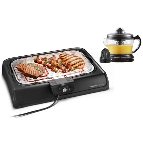 Kit Churrasqueira Elétrica 1800W Coletor De Gordura Grelha Grill Com