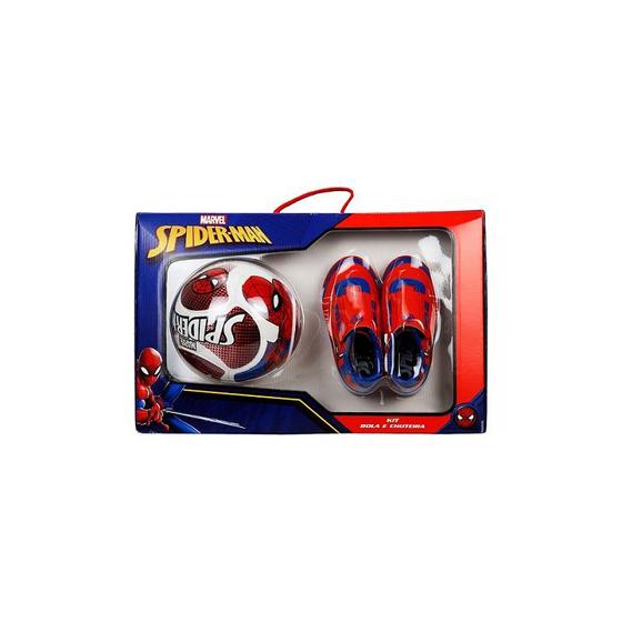 Imagem de Kit Chuteira e Bola Marvel Homem Aranha Licenciado Infantil Tam: 24 ao 32