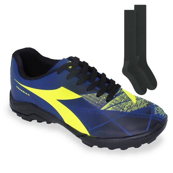 Kit Chuteira Society Diadora Squadra II Meião Meia Esportiva