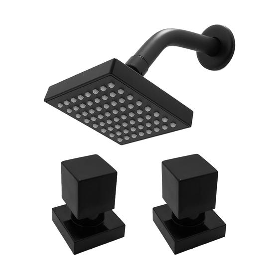 Kit Chuveiro Ducha Quadrado Preto Fosco Luxo + Acabamento Registro Pressão Gaveta Padrão Deca ABS Menor preço em Kit Chuveiro Ducha Quadrado Preto Fosco Luxo + Acabamento Registro Pressão Gaveta Padrão Deca ABS
