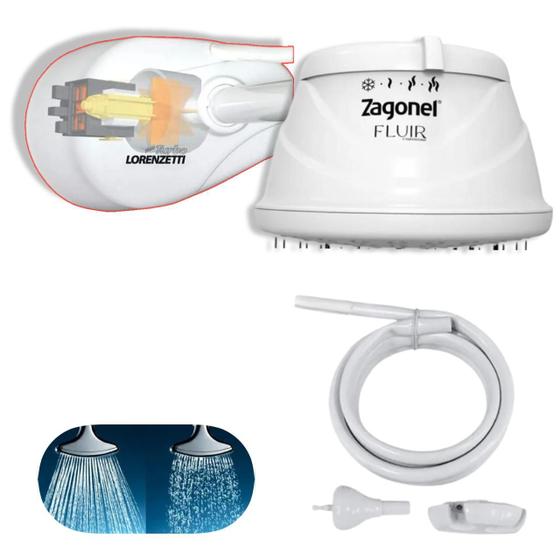 Kit Chuveiro Zagonel Fluir 4 Temp 6800w + Pressurizador Maxi Turbo ...