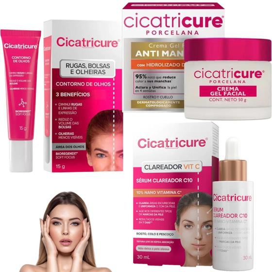 Imagem de Kit Cicatricure Contorno Olhos Porcelana Hidrolisado Sérum
