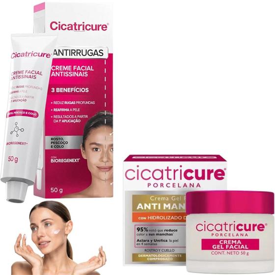 Imagem de Kit Cicatricure Porcelana Gel Creme Facial Antimarcas Pérola