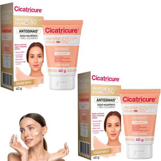 Imagem de Kit Cicatricure Protetor Solar Facial Cor Clara Fps50 Rosto