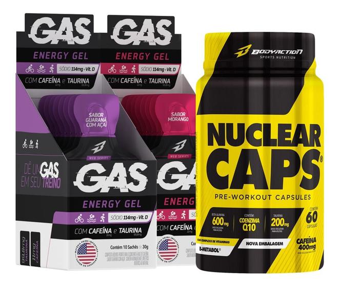 Imagem de Kit Ciclista 2x Gas Energy Gel 20 Sache + Pré Treino Nuclear