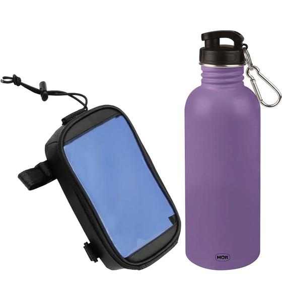 Imagem de Kit Ciclista Porta Celular + Garrafa Inox Water To Go Trendy