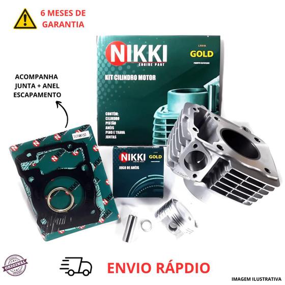 Imagem de Kit Cilindro Motor Pistão Anel + Junta Pop 110i 2015 2016 2017 2018 2019 2020 2021 2022 Nikki Gold