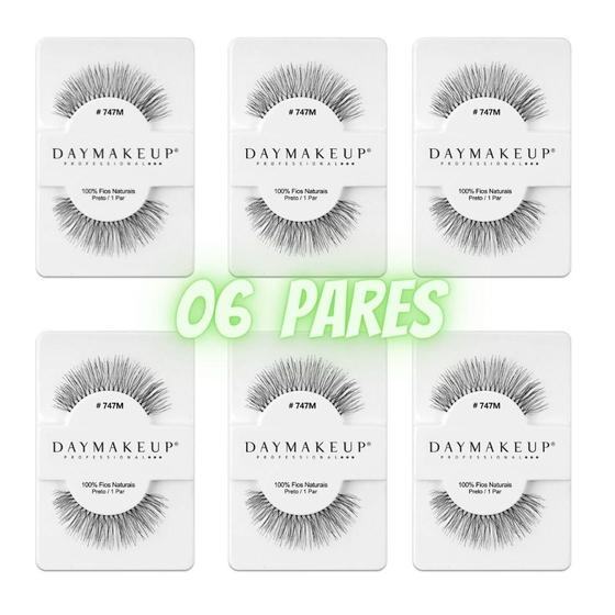 Imagem de Kit Cilios Postiços Com 06 Pares 747M Daymakeup Human Hair