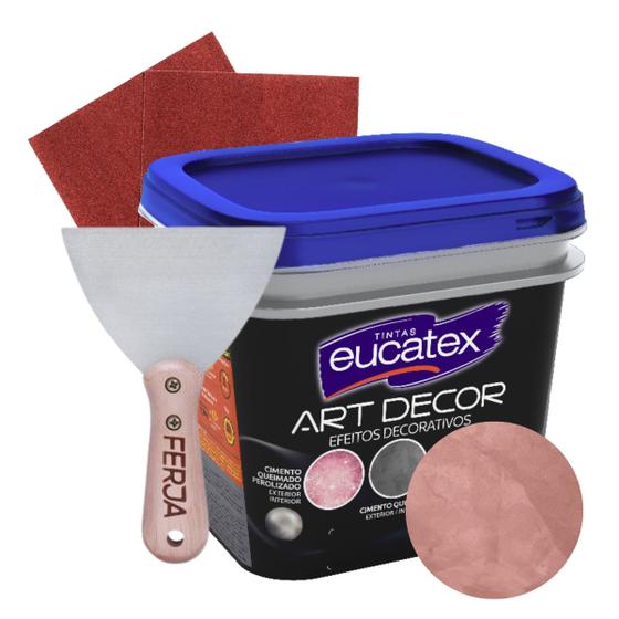 Imagem de Kit Cimento Queimado Art Decor Efeito Perolizado 3,7kg + Desempenadeira + Lixa