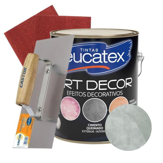 Kit Cimento Queimado Art Decor Efeito Perolizado 3,7kg + Desempenadeira