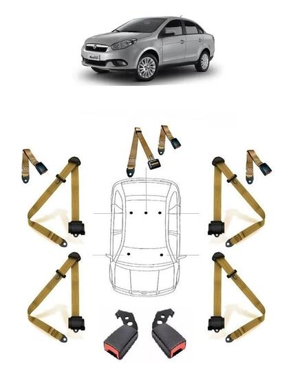 Imagem de Kit cinto de segurança COMPLETO para FIAT GRAN SIENA + fechos