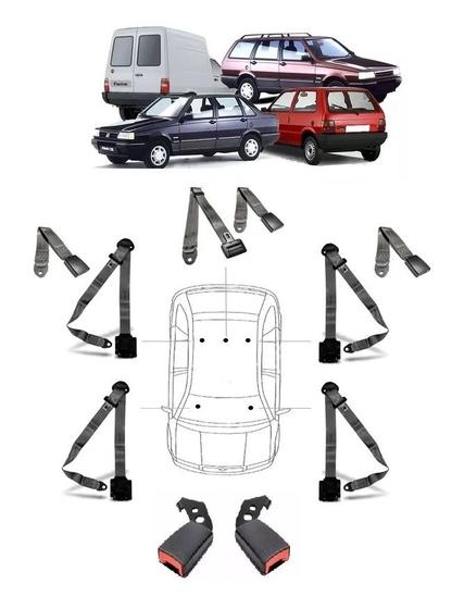 Imagem de Kit cinto de segurança COMPLETO RETRÁTIL para FIAT UNO + fechos