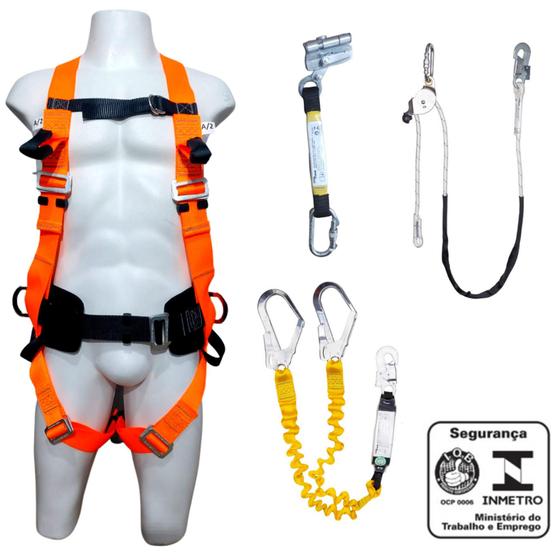 Kit Cinto de Segurança tipo Paraquedista com Talabarte e Trava quedas ...