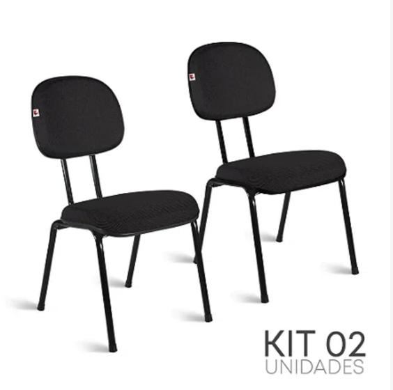 Imagem de kit cjs 02 cadeiras secretária palito desmontavel preta