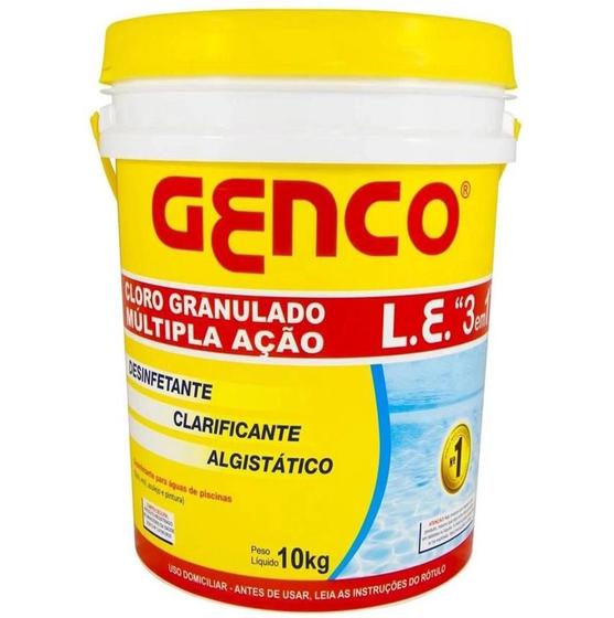 Imagem de kit Cloro Para Piscina Genco 3Em1 Multiação Balde 10kg