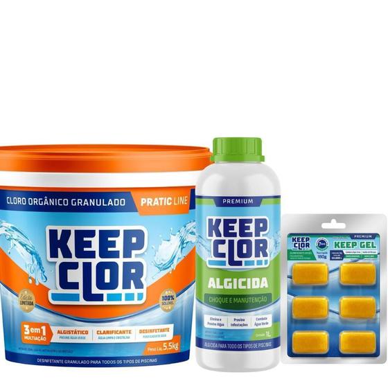 Imagem de Kit Cloro Pratic Line Com Clarificante Gel E Algicida 2X1
