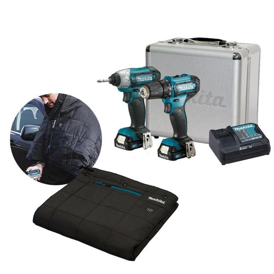Imagem de Kit Clx224sax Makita Paraf Df333d + Ch Impcto Td110d + Manta