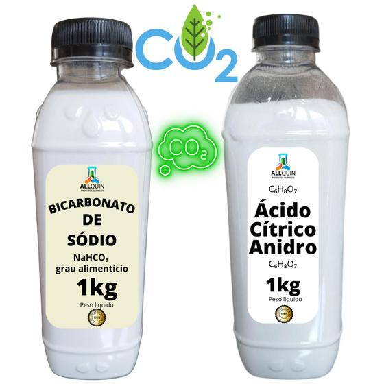 Imagem de Kit Co² Caseiro (ácido Cítrico 1kg + Bicarbonato Sódio 1kg)