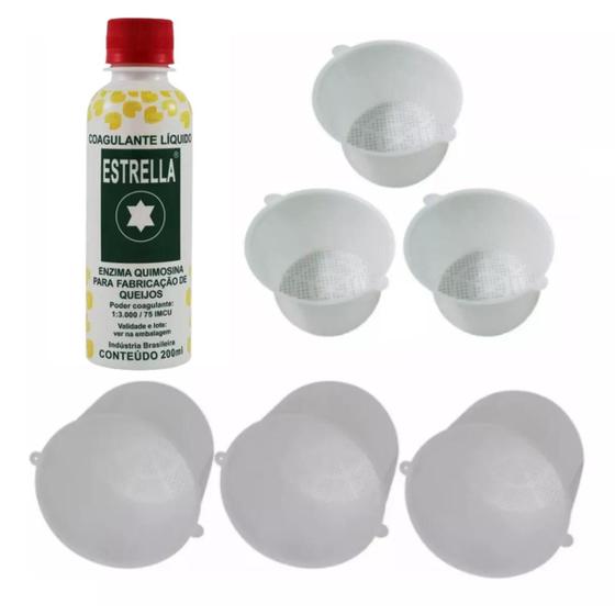 Imagem de Kit Coalho Estrela 200ml Queijo + 3 Formas 500g + 3 Formas 1kg