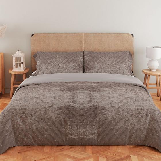 Imagem de Kit Coberdrom Queen 3 Peças Aveludado com Porta Travesseiros Dupla Face 260X240cm BF Colchões