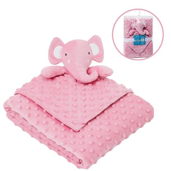 Imagem de Kit Coberta Manta e Naninha Elefantinho Rosa Linha Premium