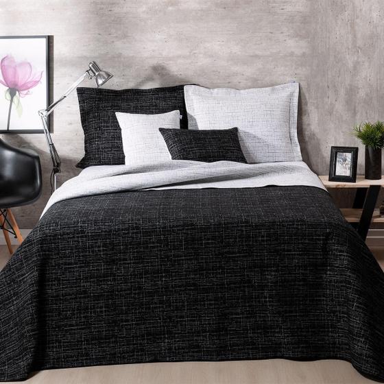 Imagem de Kit Cobre Leito 5 Peças Jacquard Preto Queen - Dual