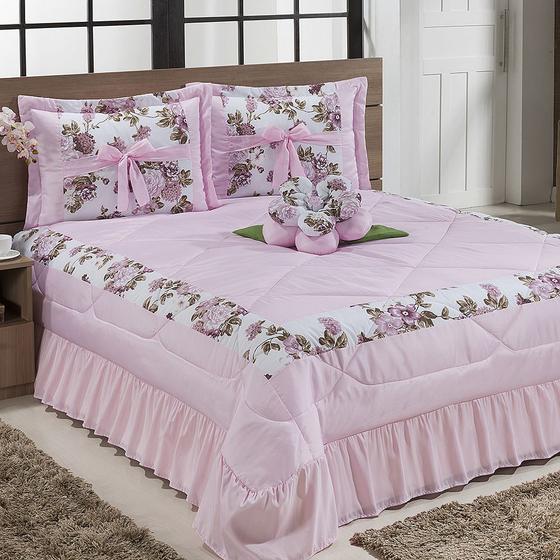 Kit Cobre Leito Amazonas Casal Padrão 04 Peças - Rosa Menor preço em Kit Cobre Leito Amazonas Casal Padrão 04 Peças - Rosa
