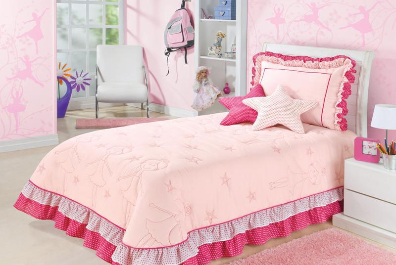 Kit Cobre Leito Bailarina Solteiro 04 Peças Rosa Menor preço em Kit Cobre Leito Bailarina Solteiro 04 Peças Rosa