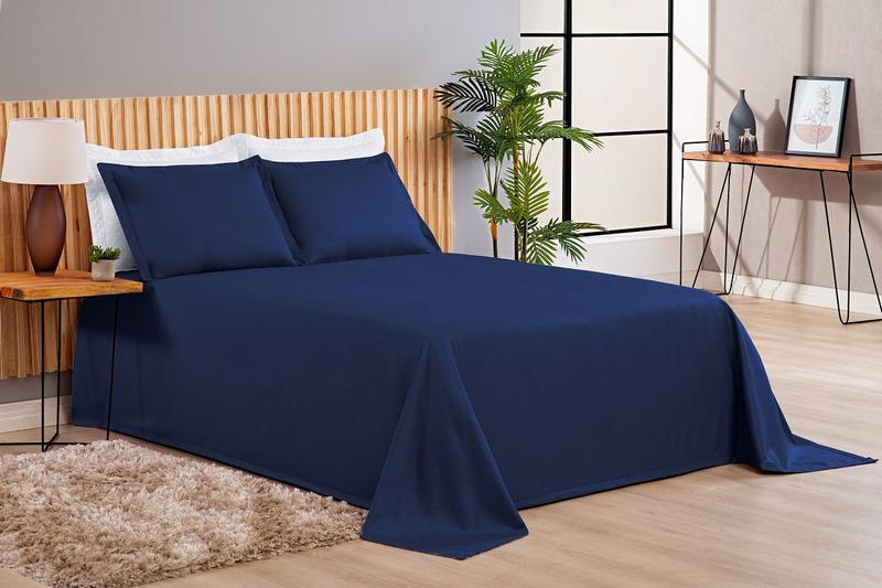 Imagem de Kit Cobre Leito Cama Casal Grande King Size Liso 3 Peças