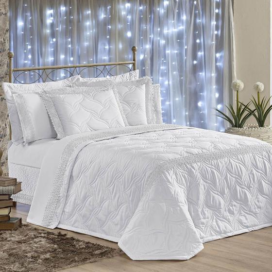 Kit Cobre Leito Casal Super King Royalle Alto Padrão Microfibra Peletizada 7 Peças - Branco Menor preço em Kit Cobre Leito Casal Super King Royalle Alto Padrão Microfibra Peletizada 7 Peças - Branco