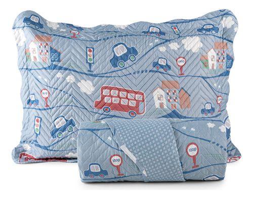 Imagem de Kit Cobre Leito Colcha Cama Solteiro 2 Peças Percal 150 Fios Boutis Kids