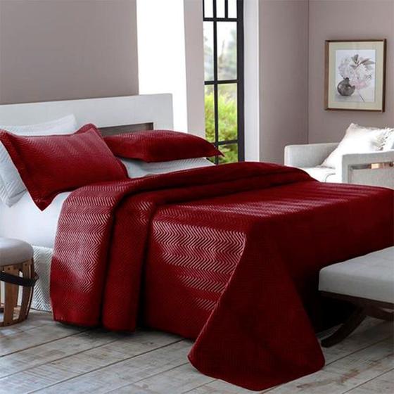 Imagem de Kit Cobre Leito Colcha Casal Velvet Vermelho Sonhare Top Sul