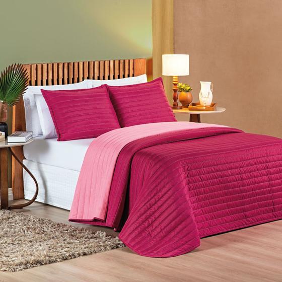 Imagem de Kit Cobre Leito Colors King 3 Peças Micropercal - Pink