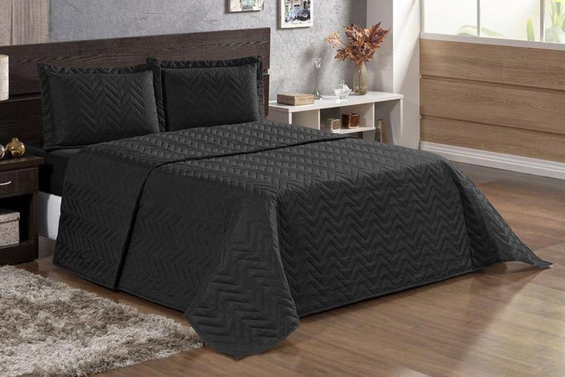 Kit Cobre Leito Pratic Casal King 3 Peças Preto - Armazém do Enxoval Menor preço em Kit Cobre Leito Pratic Casal King 3 Peças Preto - Armazém do Enxoval