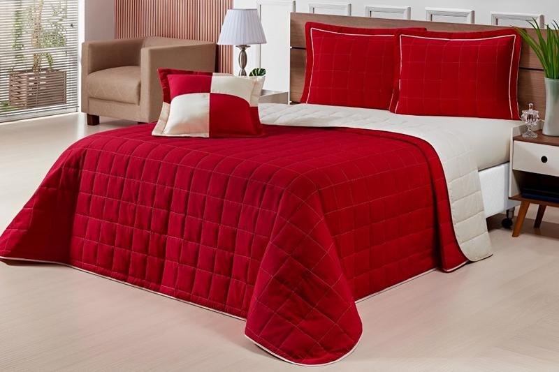 Imagem de Kit Cobre Leito SQUARE Queen 5pc Matelado Dupla face ALGODAO Percal 180 Fios Jogo Cama