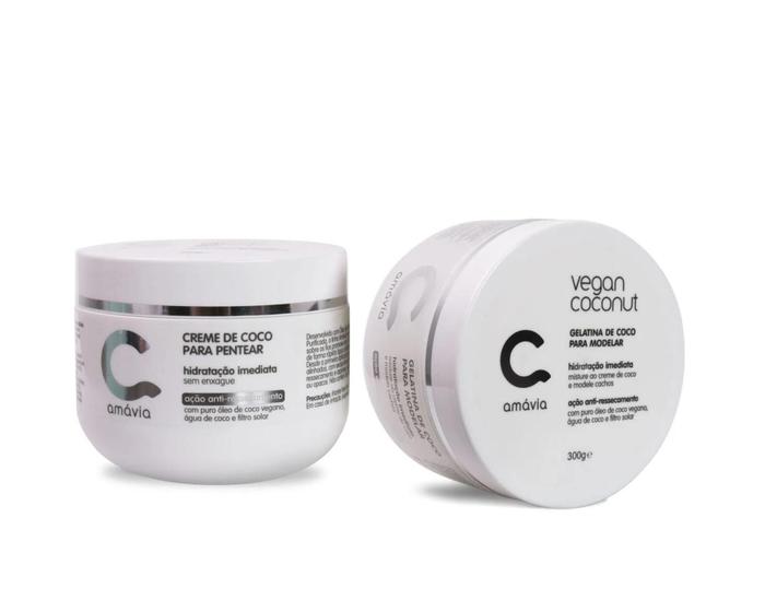 Imagem de Kit Coconut Vegan Amavia Creme De Pentear Gelatina Hair 300g