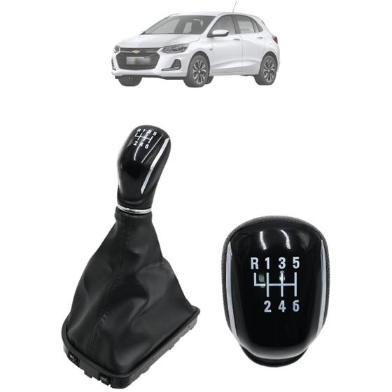 Imagem de Kit Coifa Bola Cambio Onix Plus Novo Onix 2020 Até 2023 6 Marchas Aro Cromado