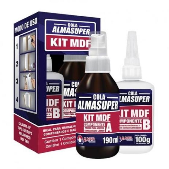 Imagem de Kit Cola Adesivo Instantânea Para Mdf + Catalizador 100g Almasuper Baungarten