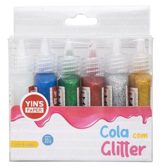 Imagem de Kit Cola colorida com glitter papelaria divertida