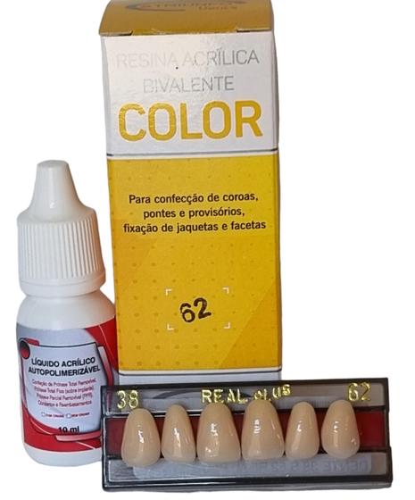 Imagem de Kit cola cor do dente + dente provisório resina acrílica 38 (tamanho grande)