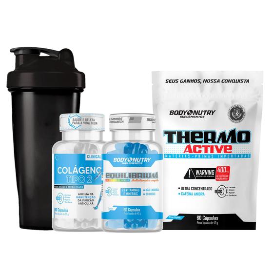 Imagem de Kit Colageno Tipo 2 60 cáps + Multivitaminico Equilibrium Concentrado 60 cáps + Thermo Active termogenico potente refil 60 cáps